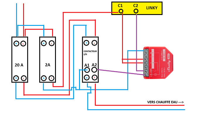 Schema cablage Shelly 1 PM Gen 4 Chauffe eau