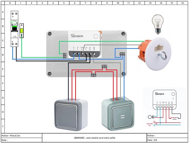 ZBMINIR2 avec neutre VV lumineux cablage type