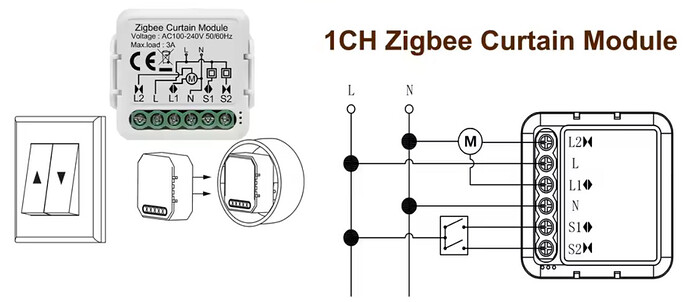 Zigbee curtain cablage sur phase