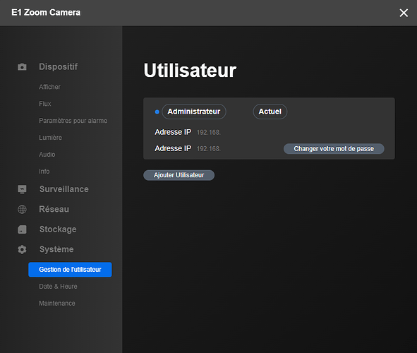 gestion user reolink