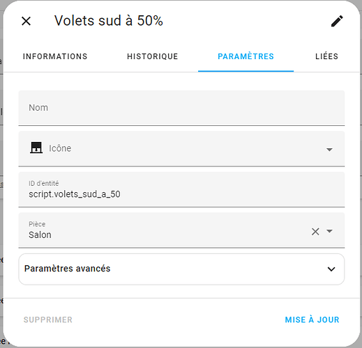 Params script volets sud 50