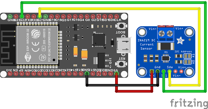 INA219-ESP32-NodeMCU_Steckplatine