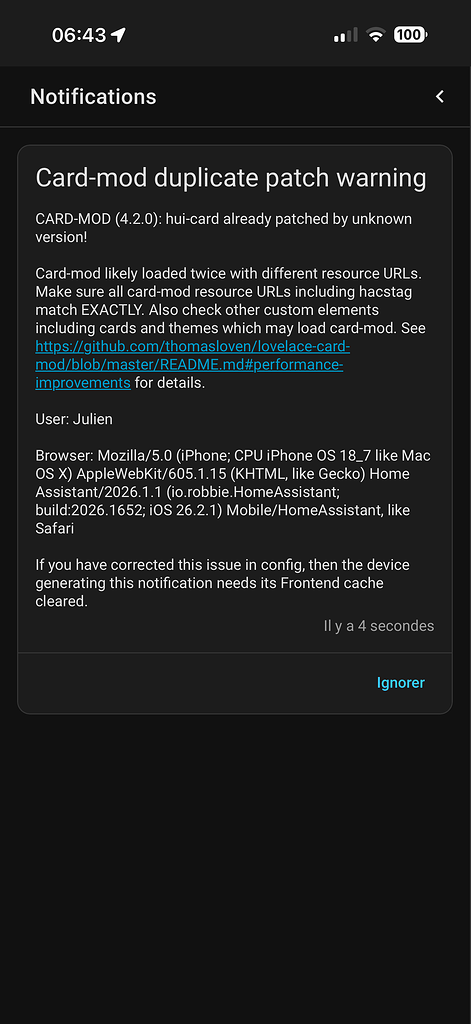 Card-mod duplicate patch warning Après mise à jour 4.2.0 - Entraide ...