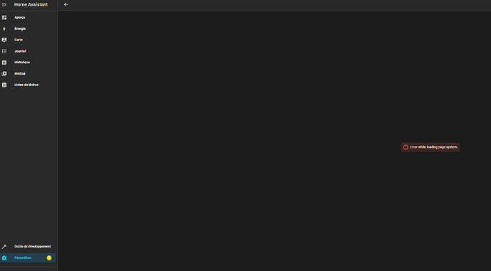 Erreur parametre systeme