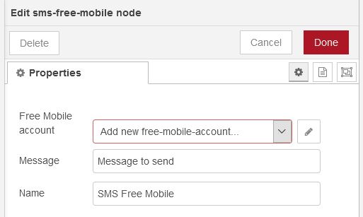 Configuration du Noeuds SMS Free Mobile