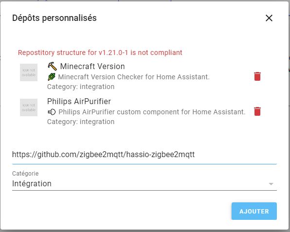 Erreur Intégration Zigbee2Mqtt
