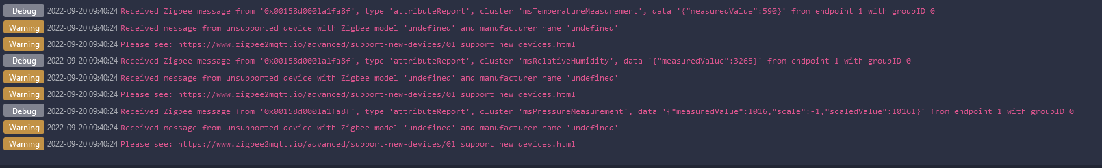Z2M auto join  2e capteur temp new install 20-09