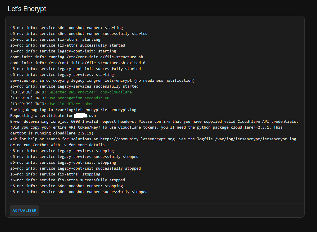 03 lets encrypt erreur 6003