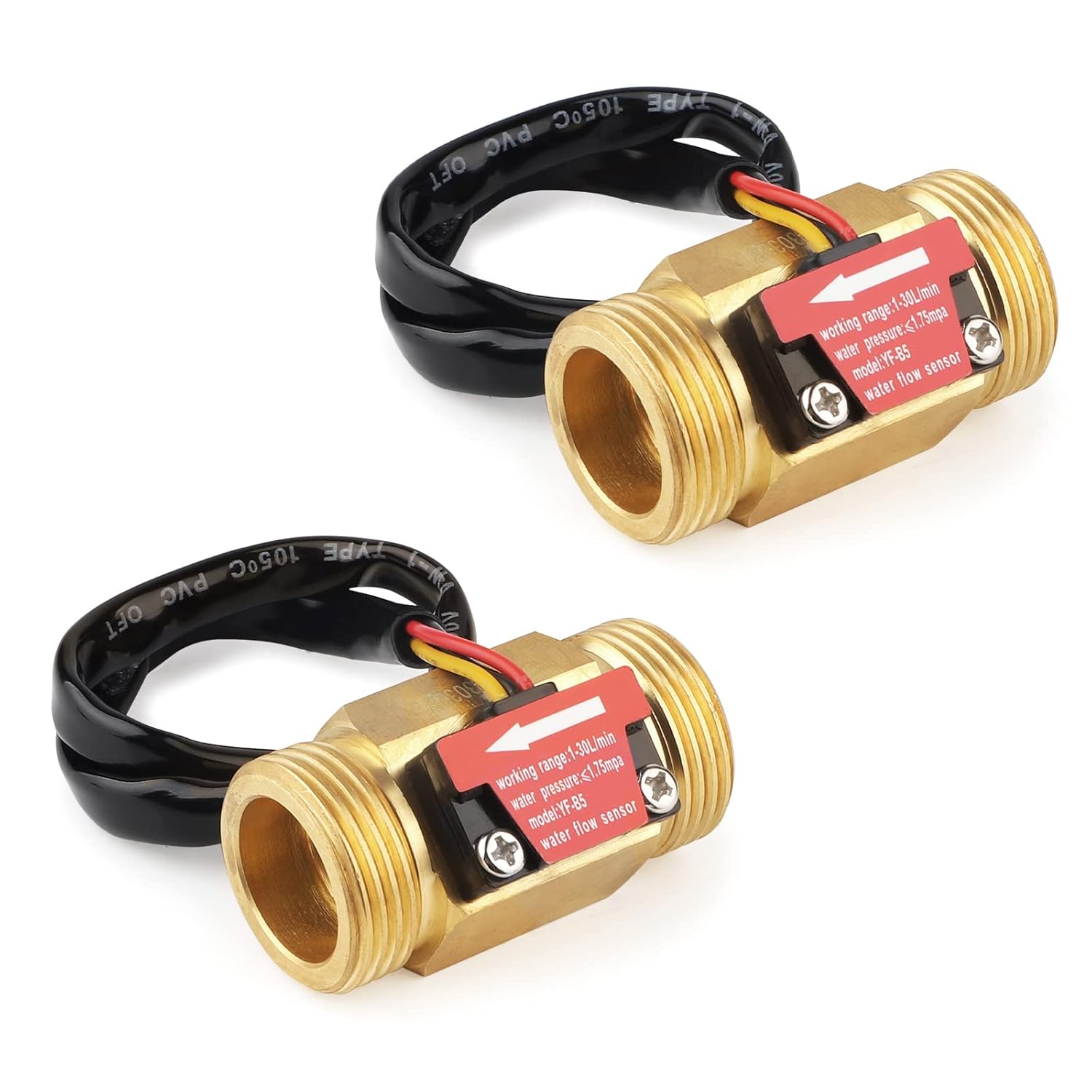 Capteur De Débit D'eau Avec Sonde Température NTC - G1/2 Pouce, Laiton - Pour Chauffe-eau, Pompe à Chaleur