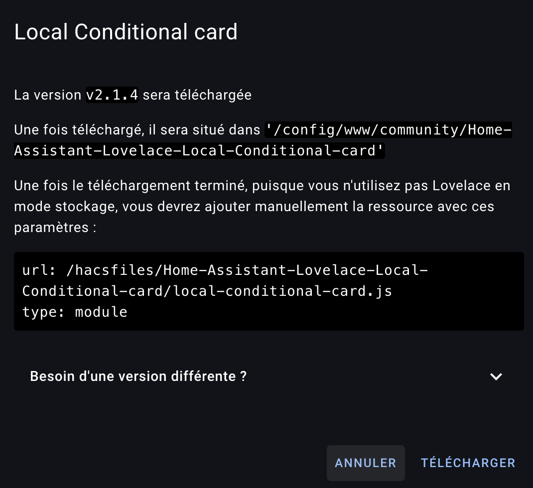 Installation Local Conditionnal Card - Entraide Home Assistant - Home ...