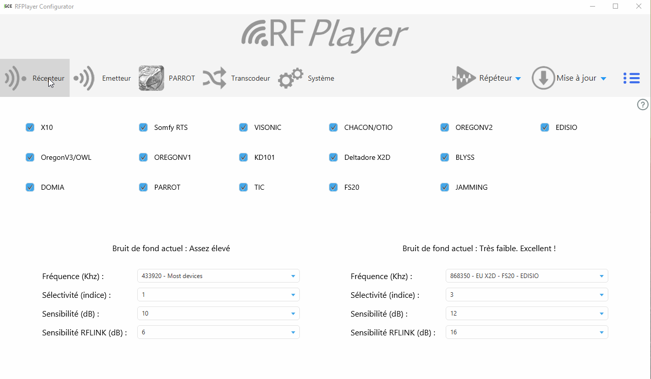 rfplayer test reception